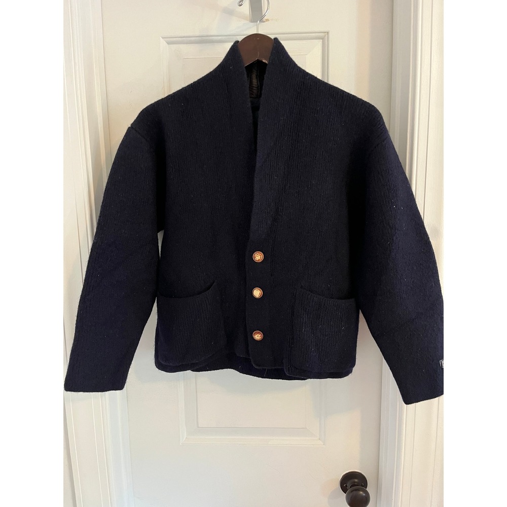Vintage Blue Horizon Double Face Wool Cotton Cardigan Sweater
